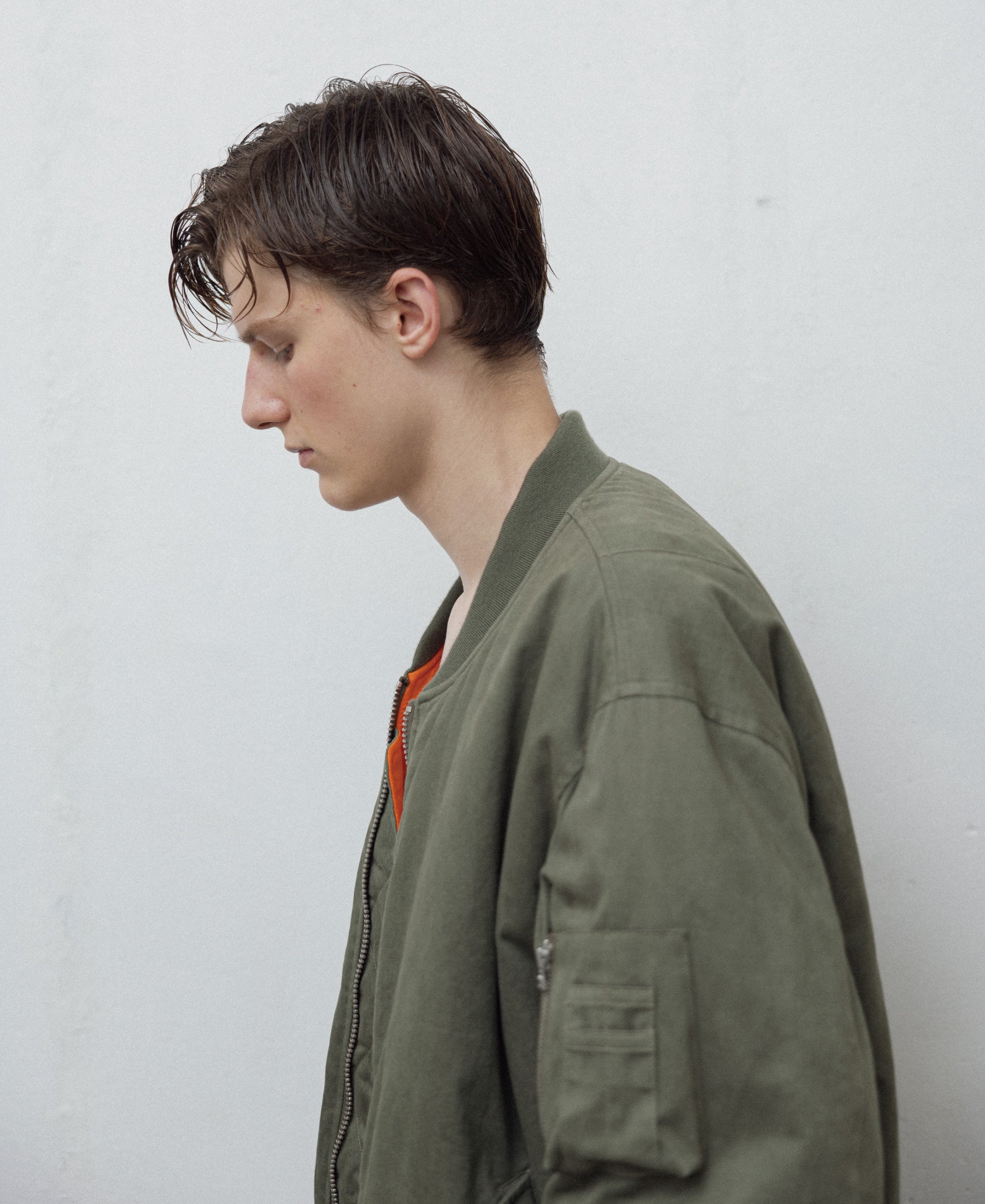 DOUBLE FACE COTTON BOMBER JACKET - OLIVE DRAB