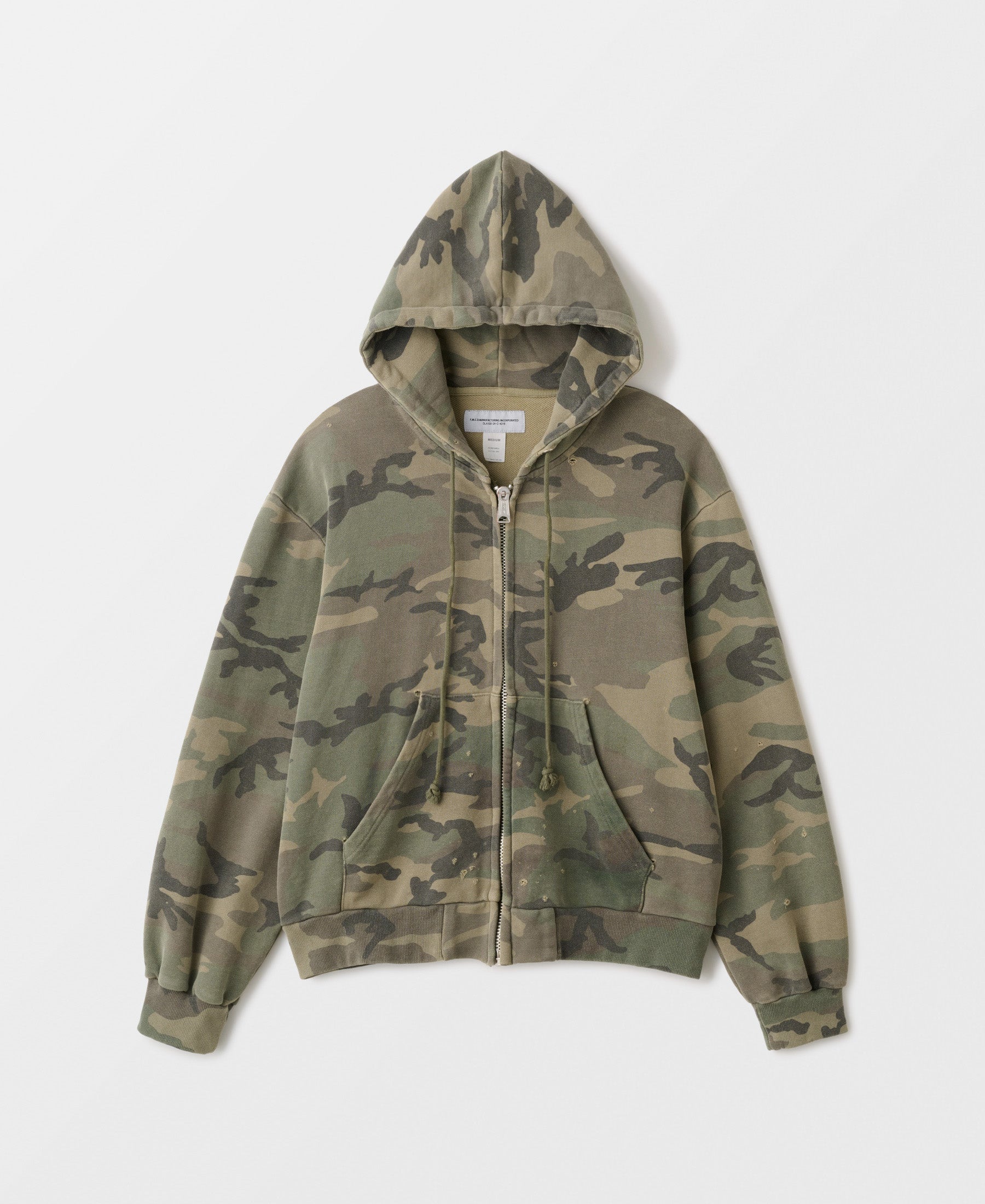 Wodland Camo Sweat Zip Hoodie | Distressed Wash