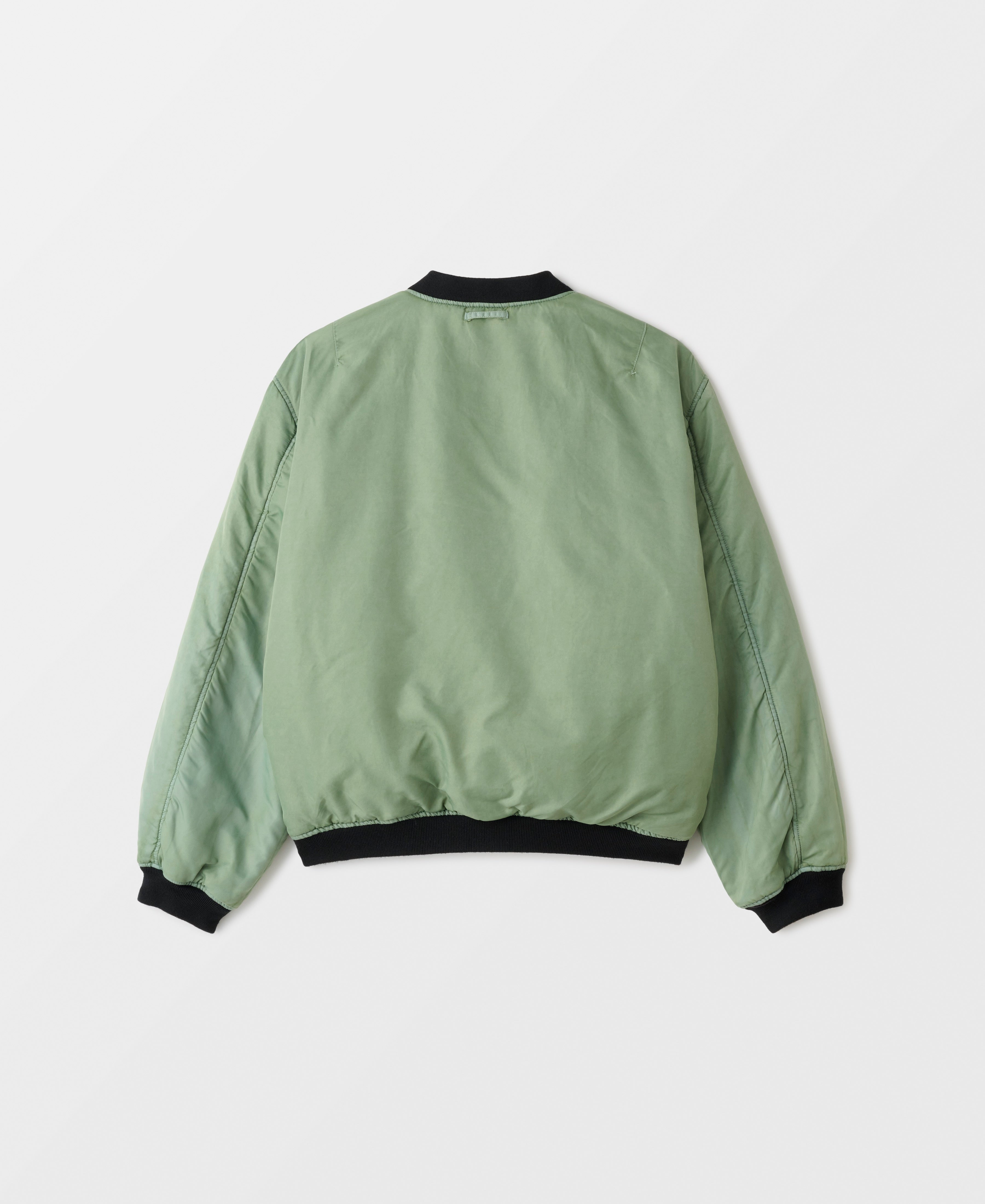 GARMENT-DYE NYLON BOMBER JACKET - GREEN X BROWN