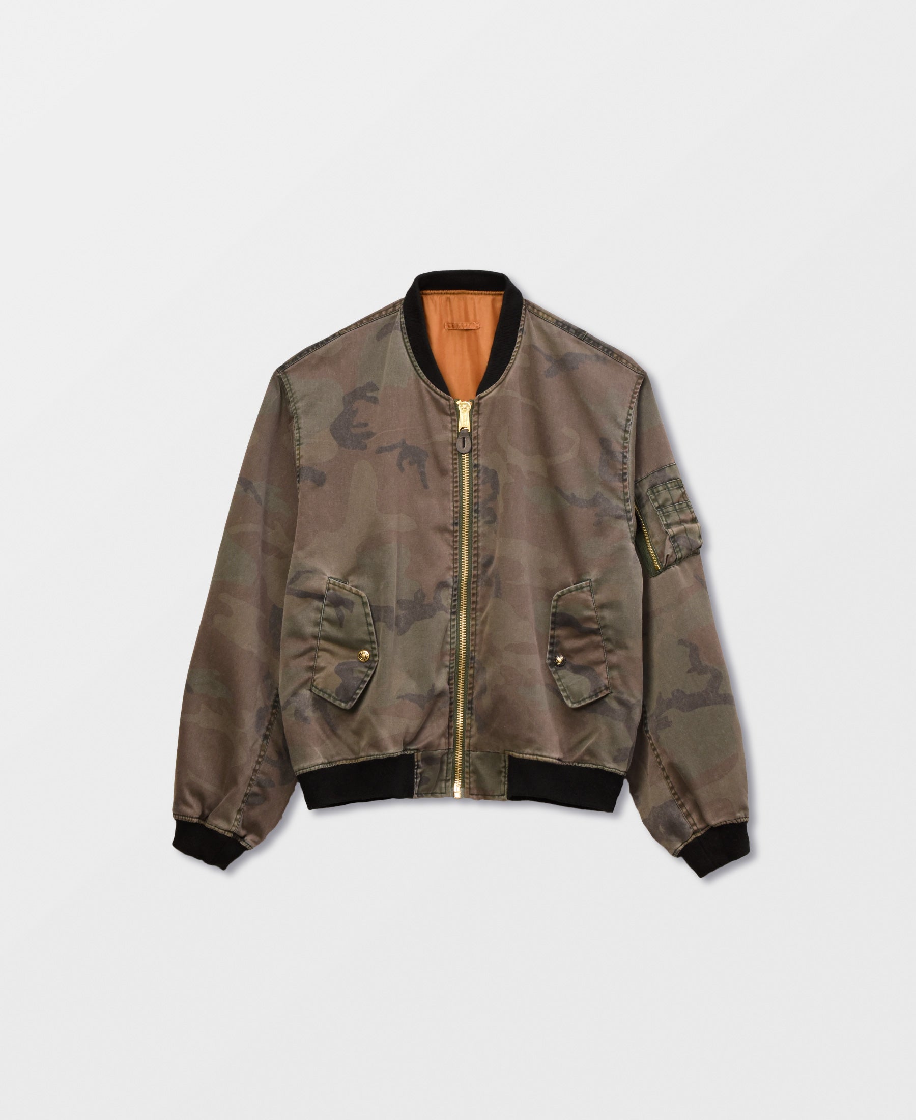 ANTIQUE WASH NON PADDED BOMBER JACKET | WOODLAND CAMO
