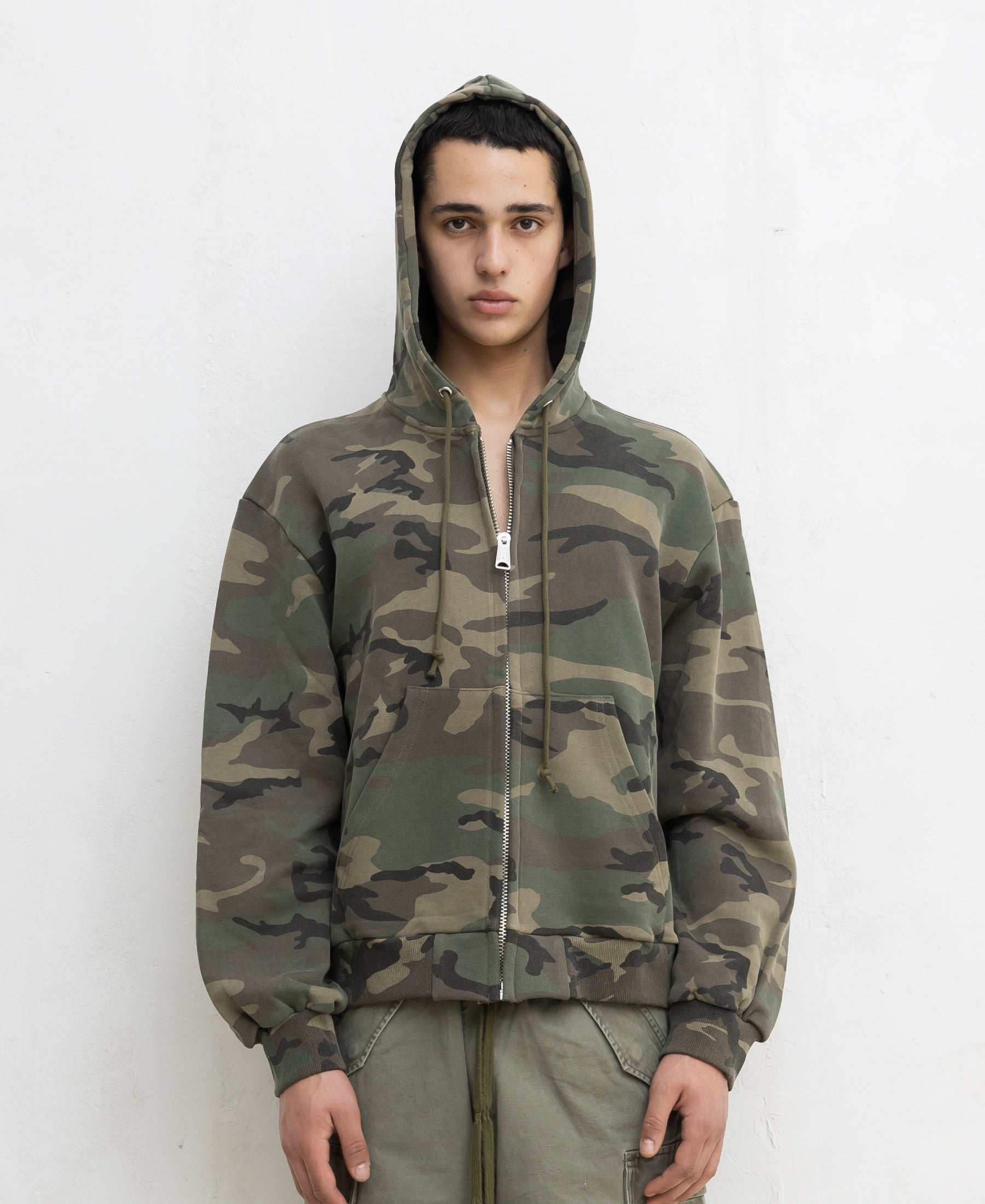 Wodland Camo Sweat Zip Hoodie | Vintage Wash