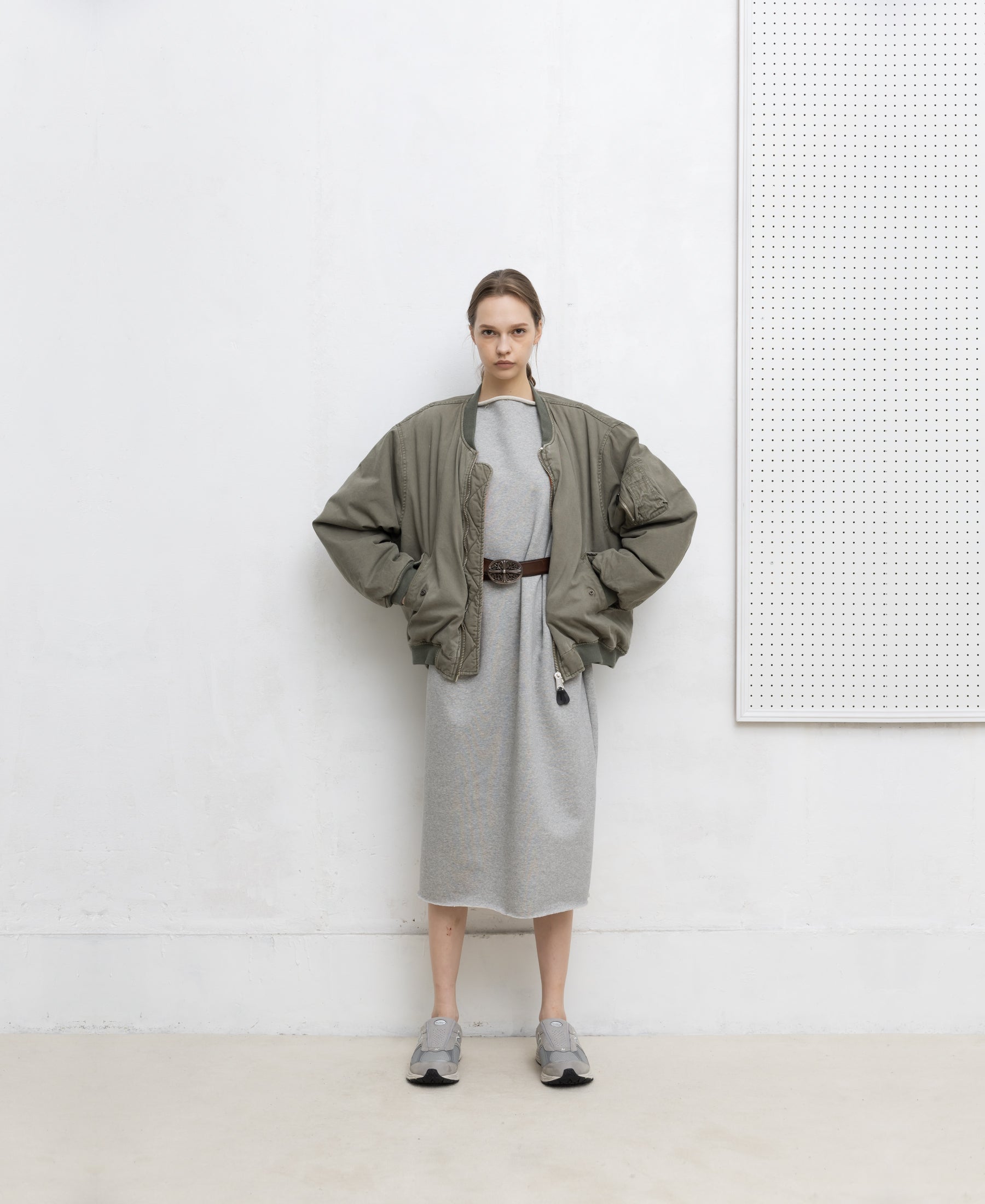 SUN FADED WASH DOUBLE FACE COTTON BOMBER JACKET - OLIVE DRAB