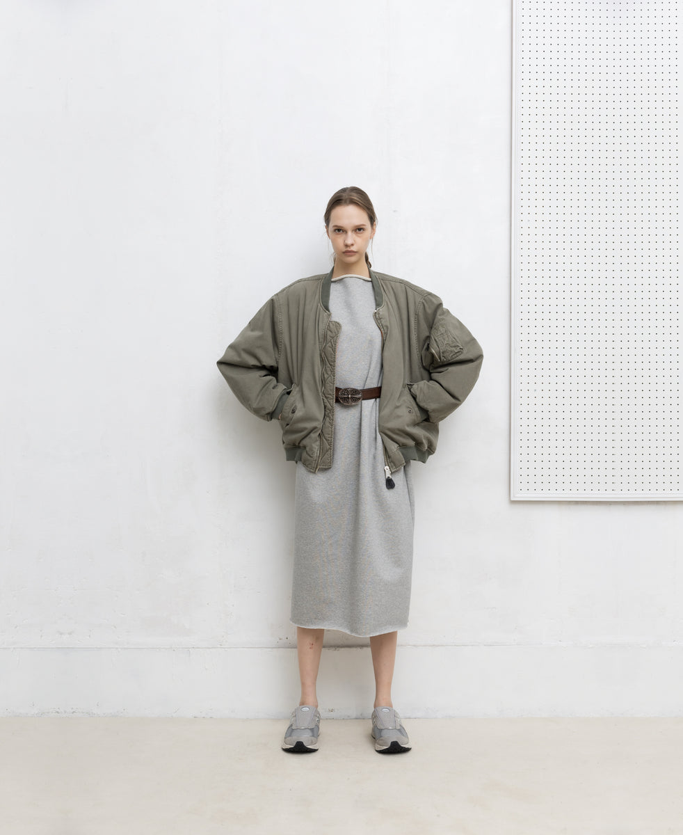 24AW | SUN FADED WASH DOUBLE FACE COTTON BOMBER JACKET - OLIVE