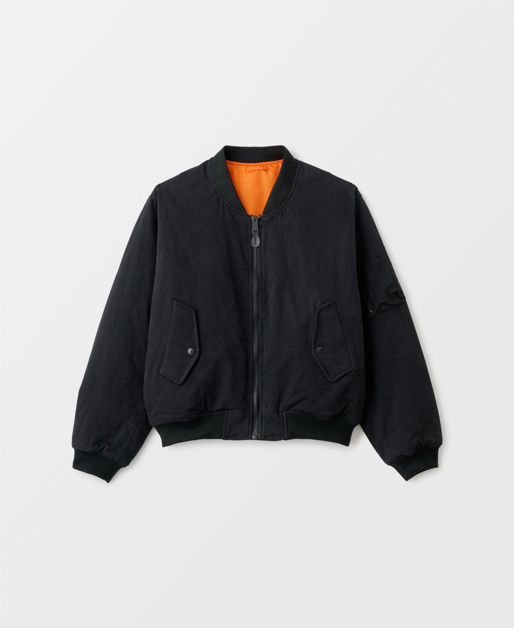 DOUBLE FACE COTTON BOMBER JACKET - BLACK