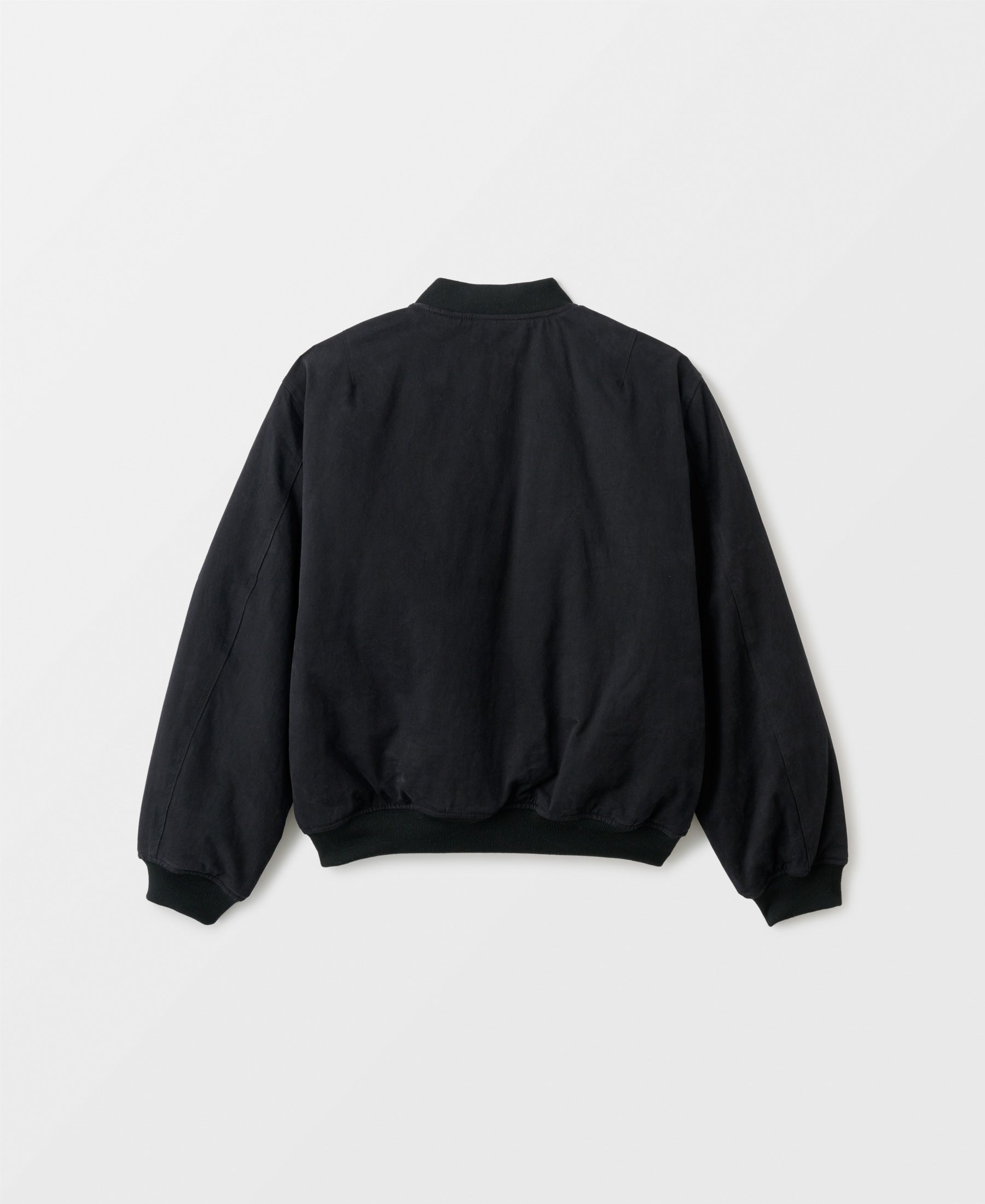DOUBLE FACE COTTON BOMBER JACKET - BLACK