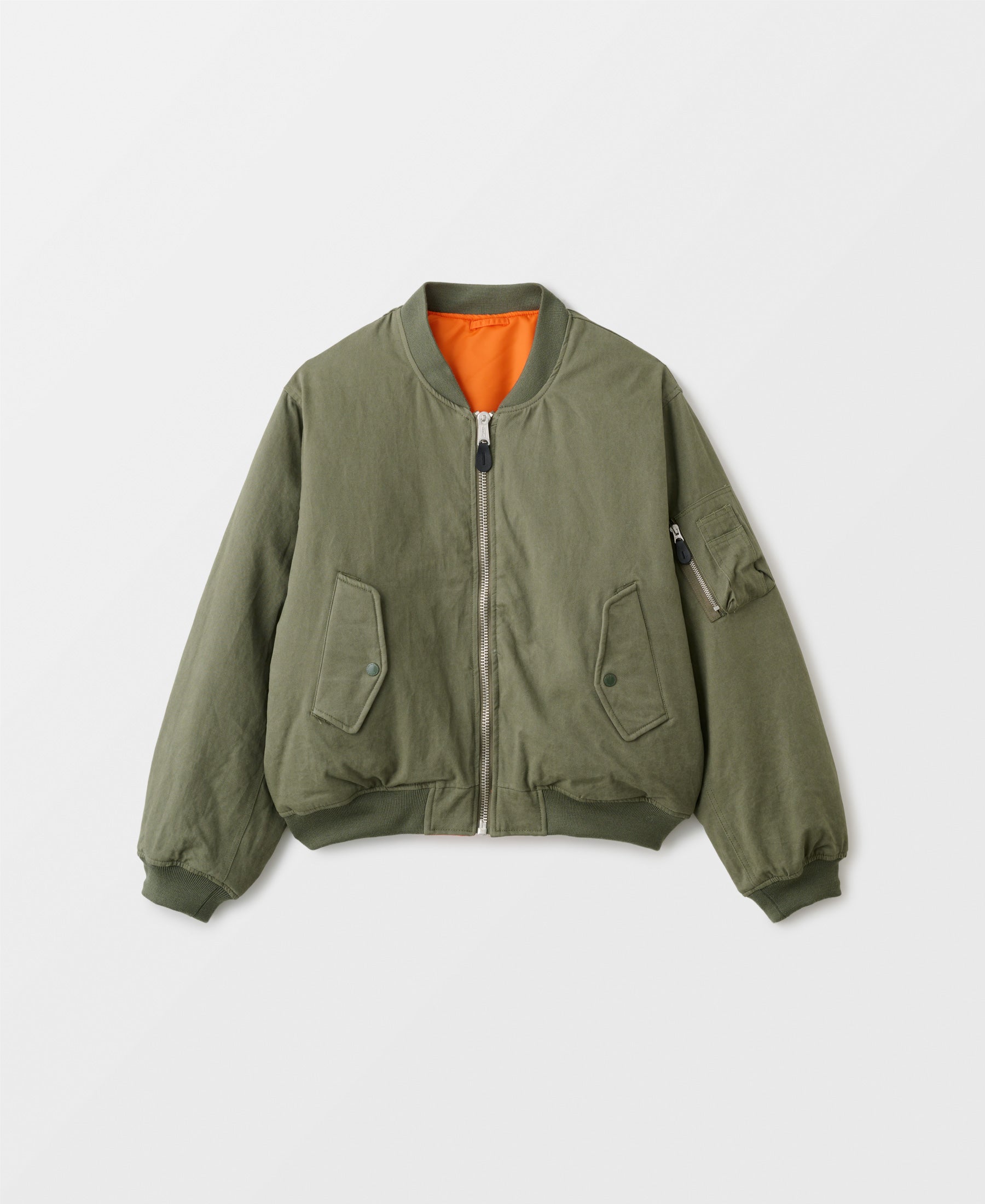DOUBLE FACE COTTON BOMBER JACKET - OLIVE DRAB