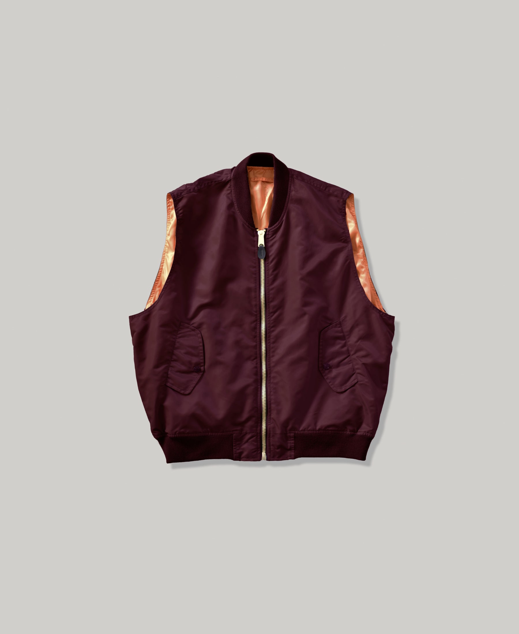 NEW | NON-PADDED SLEEVE-LESS BOMBER JACKET | VINTAGE WASHBURGUNDY