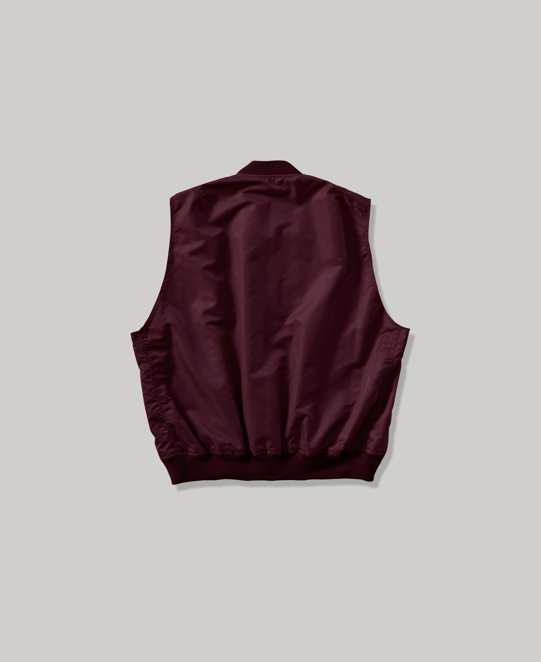 NEW | NON-PADDED SLEEVE-LESS BOMBER JACKET | VINTAGE WASHBURGUNDY