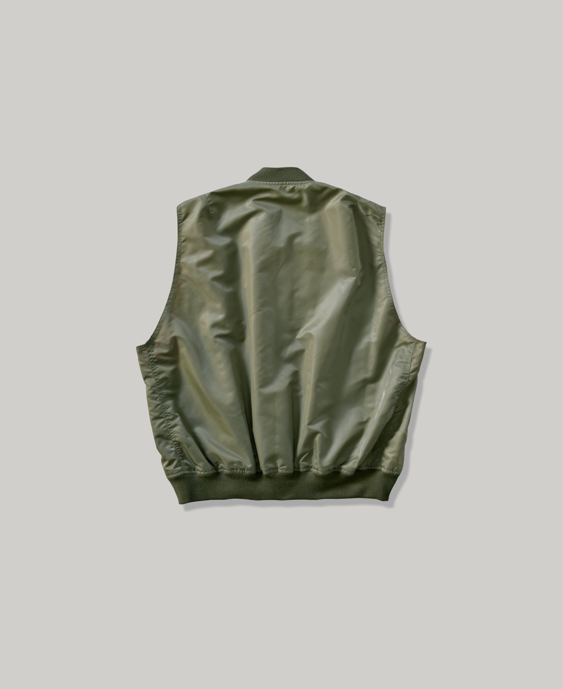 NEW | NON-PADDED SLEEVE-LESS BOMBER JACKET |  VINTAGE WASH GREEN