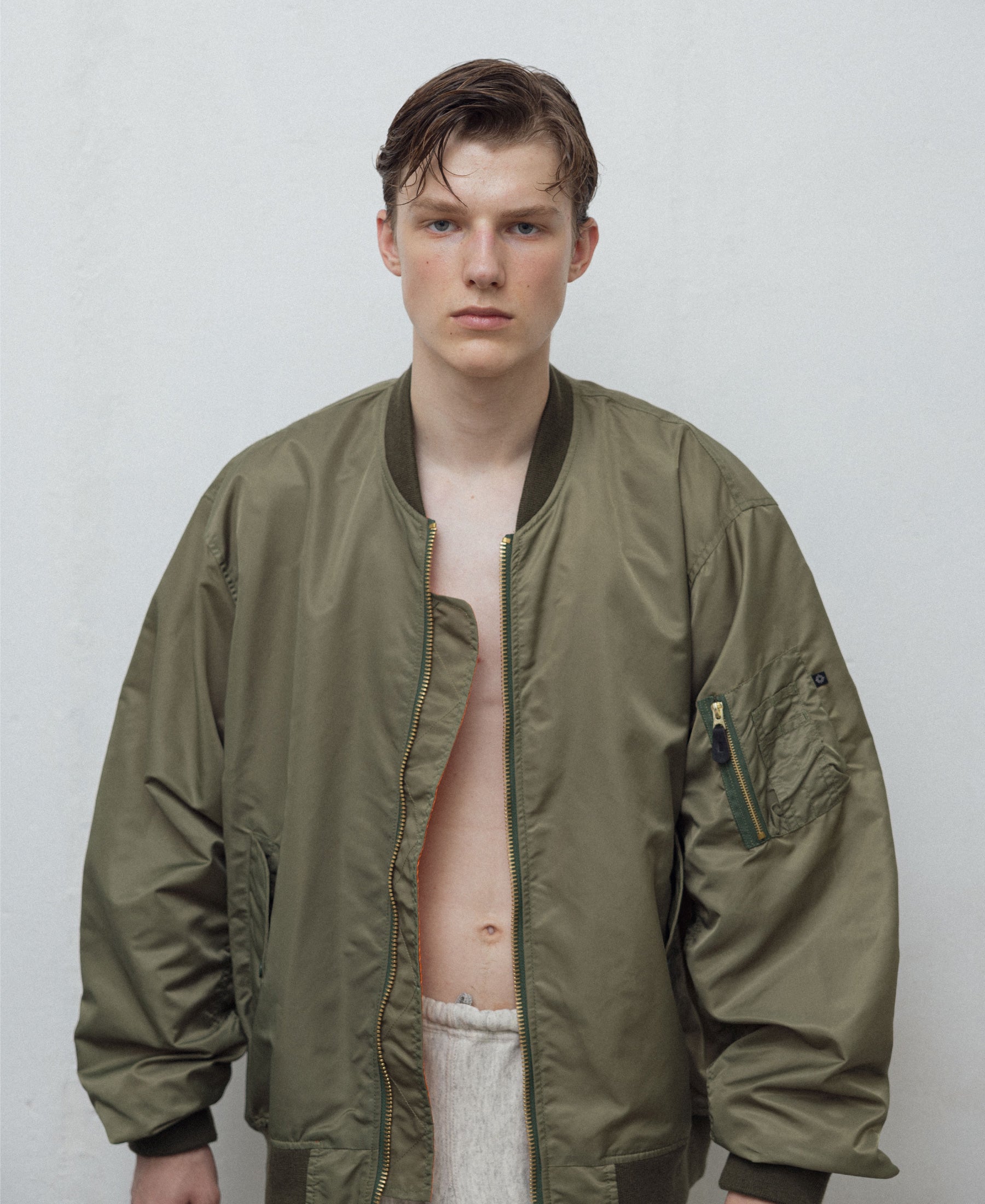 NEW | NON-PADDED VINTAGE WASH BOMBER JACKET |  GREEN