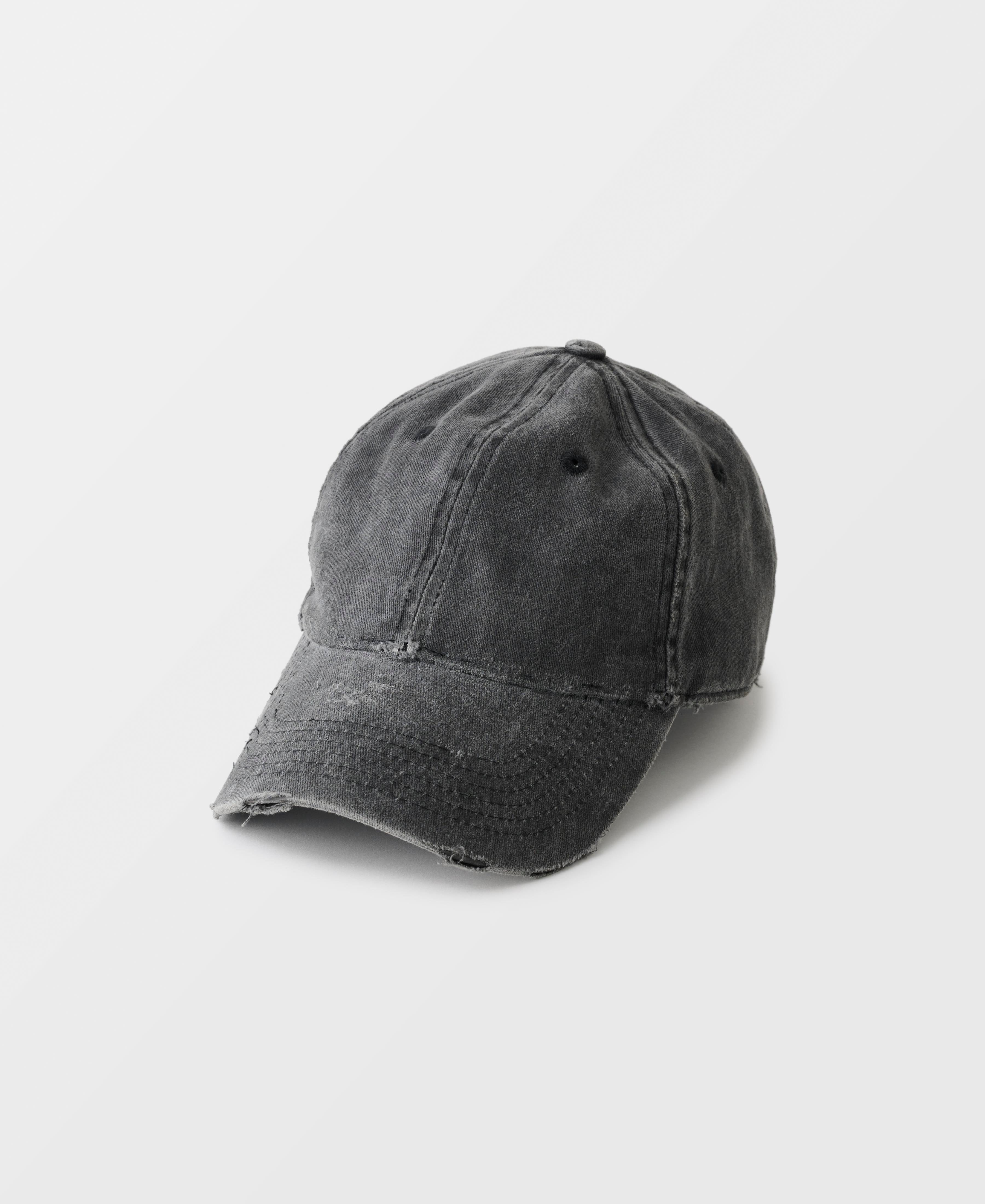 6 PANEL MECHANIC'S CAP - DISTRESSED BLACK