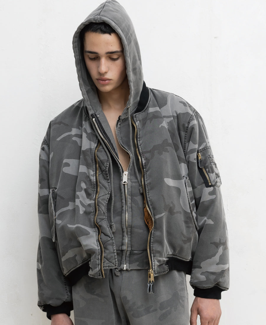 24AW | ANTIQUE WASH DOUBLE FACE CAMO BOMBER JACKET - UC