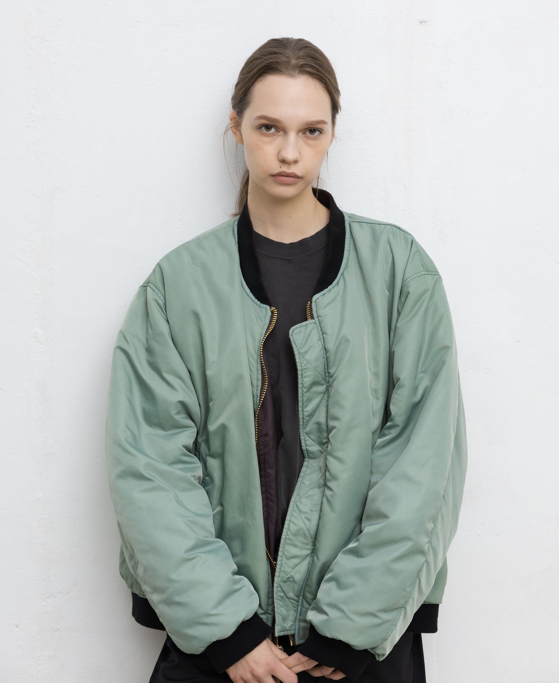 24AW  | GARMENTDYE NYLON BOMBER JACKET - GREEN X BROWN