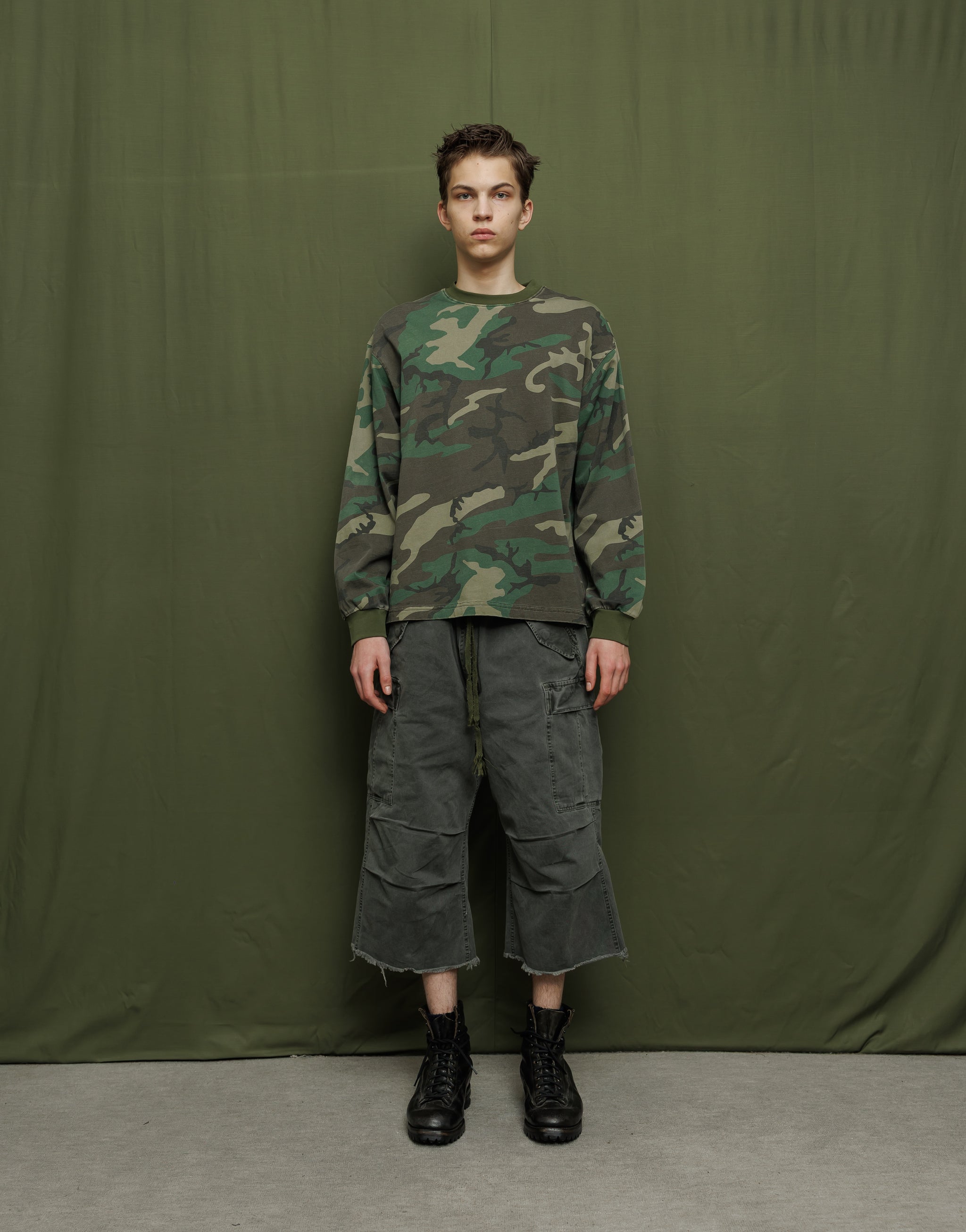 VINTAGE WASH CAMOUFLAGE LONG SLEEVE SHIRT