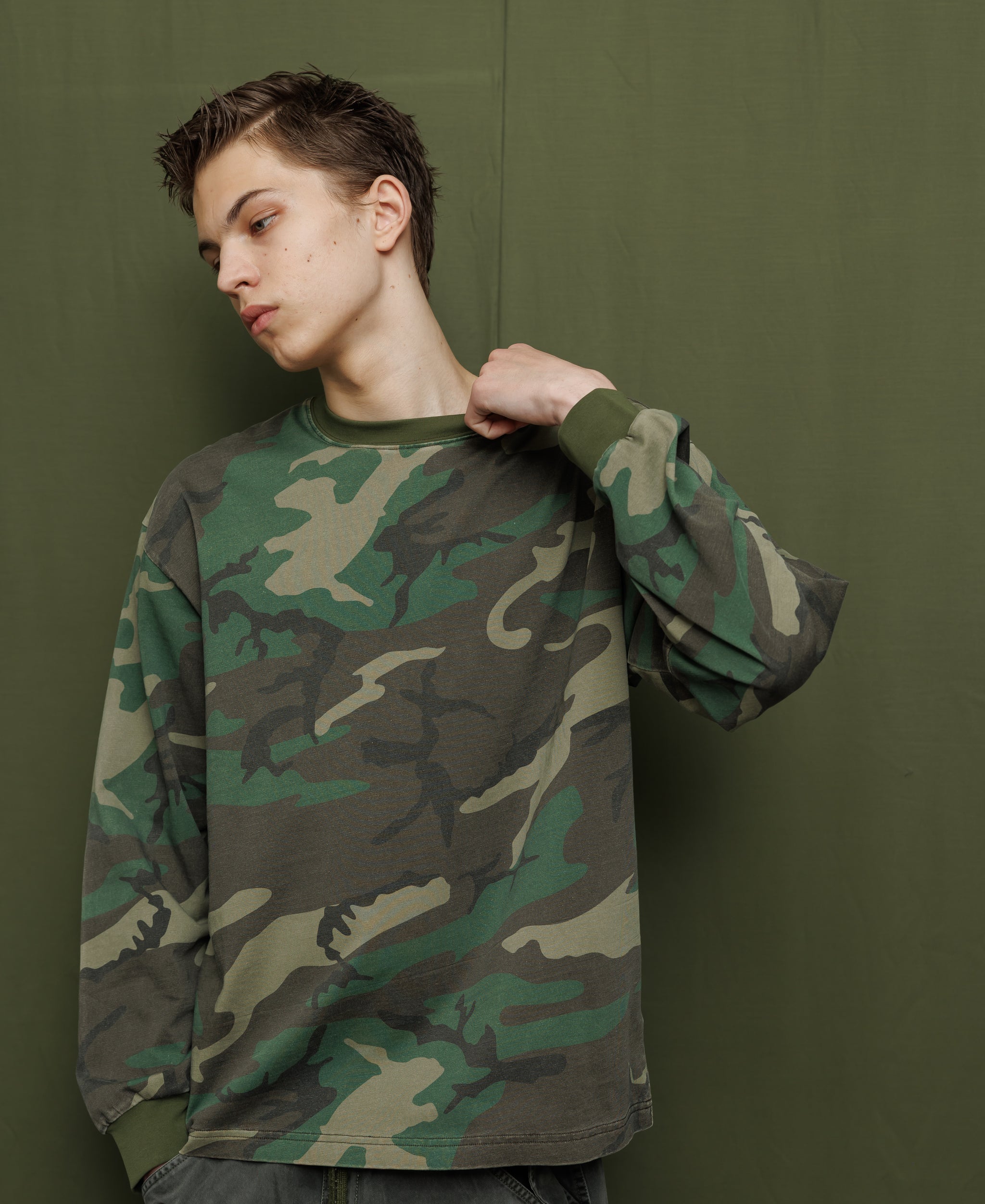 VINTAGE WASH CAMOUFLAGE LONG SLEEVE SHIRT