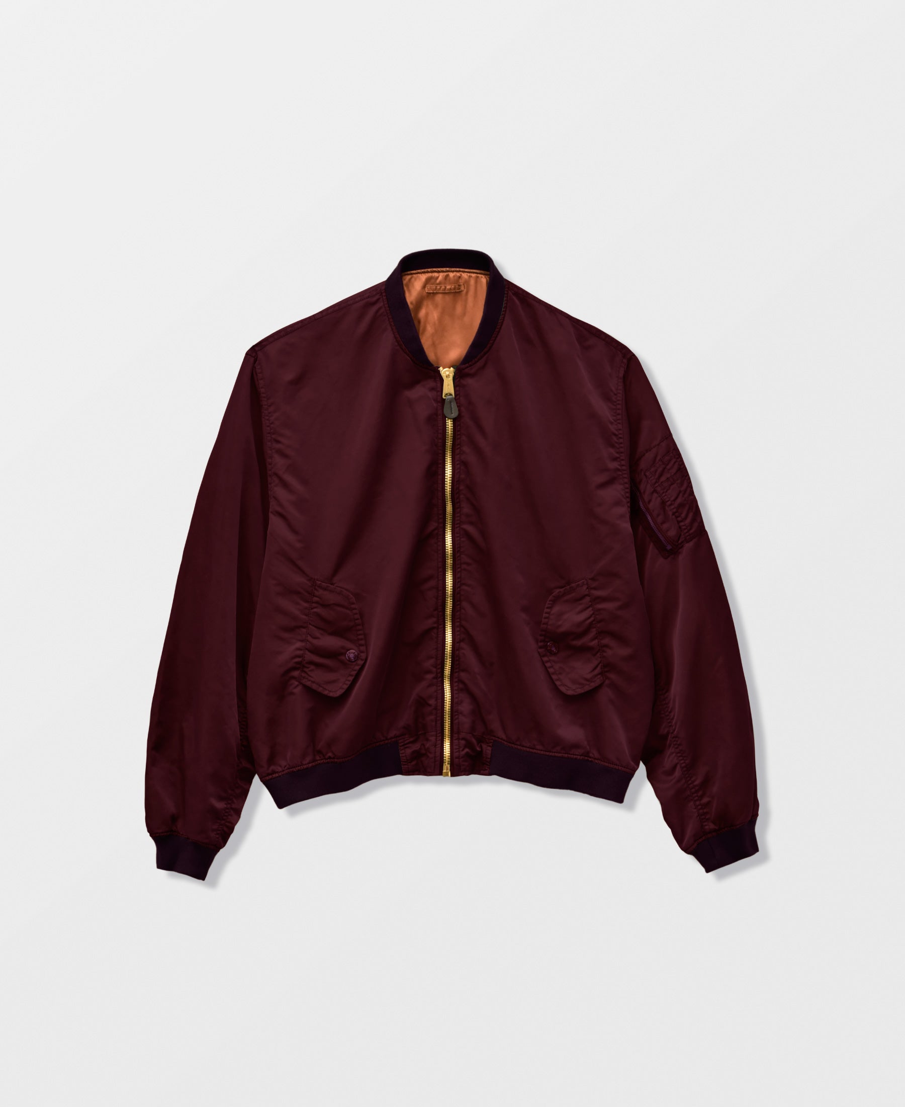 OUTLET | ANTIQUE WASH NON PADDED BOMBER JACKET | BURGUNDY