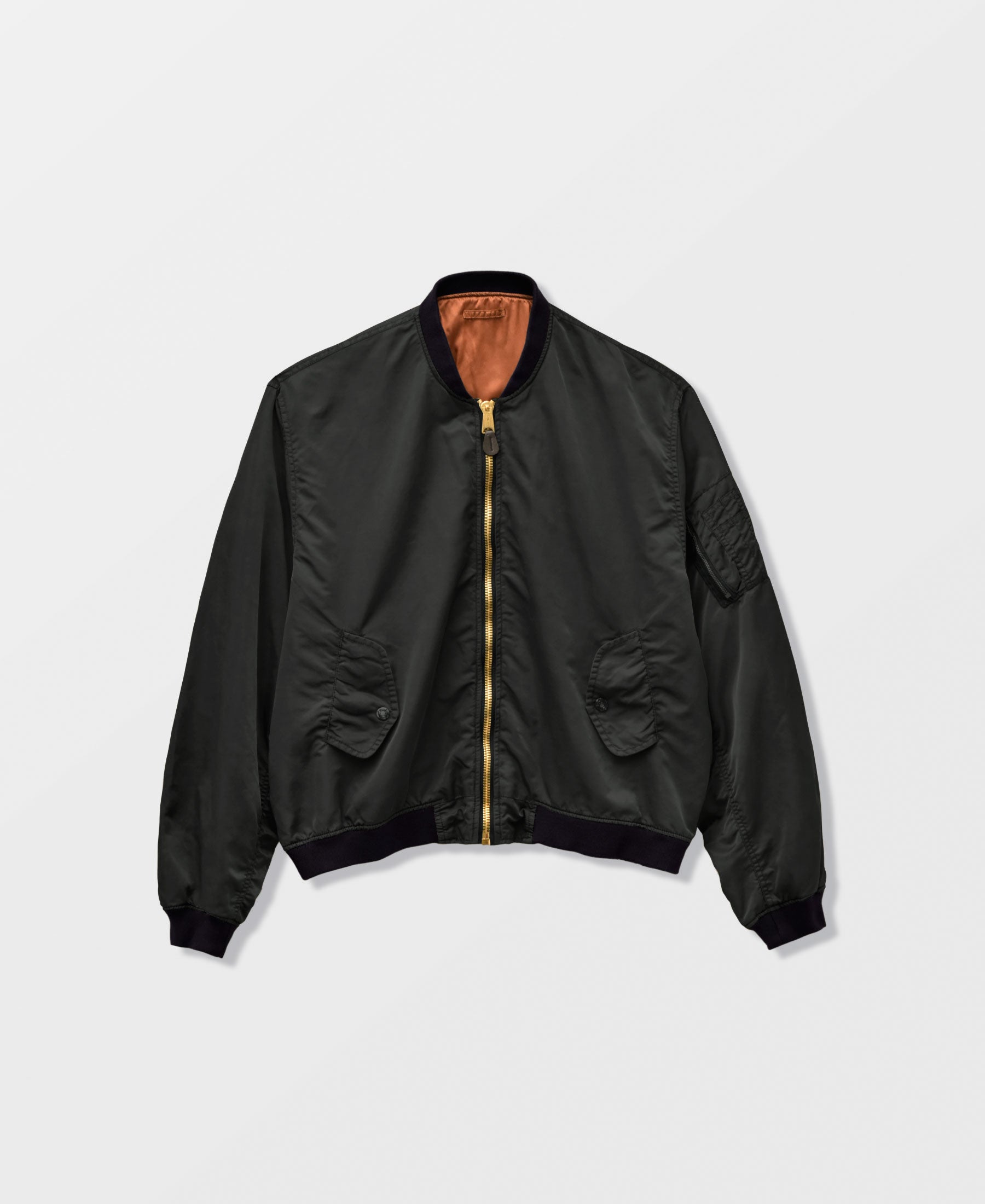OUTLET | ANTIQUE WASH NON PADDED BOMBER JACKET | BLACK