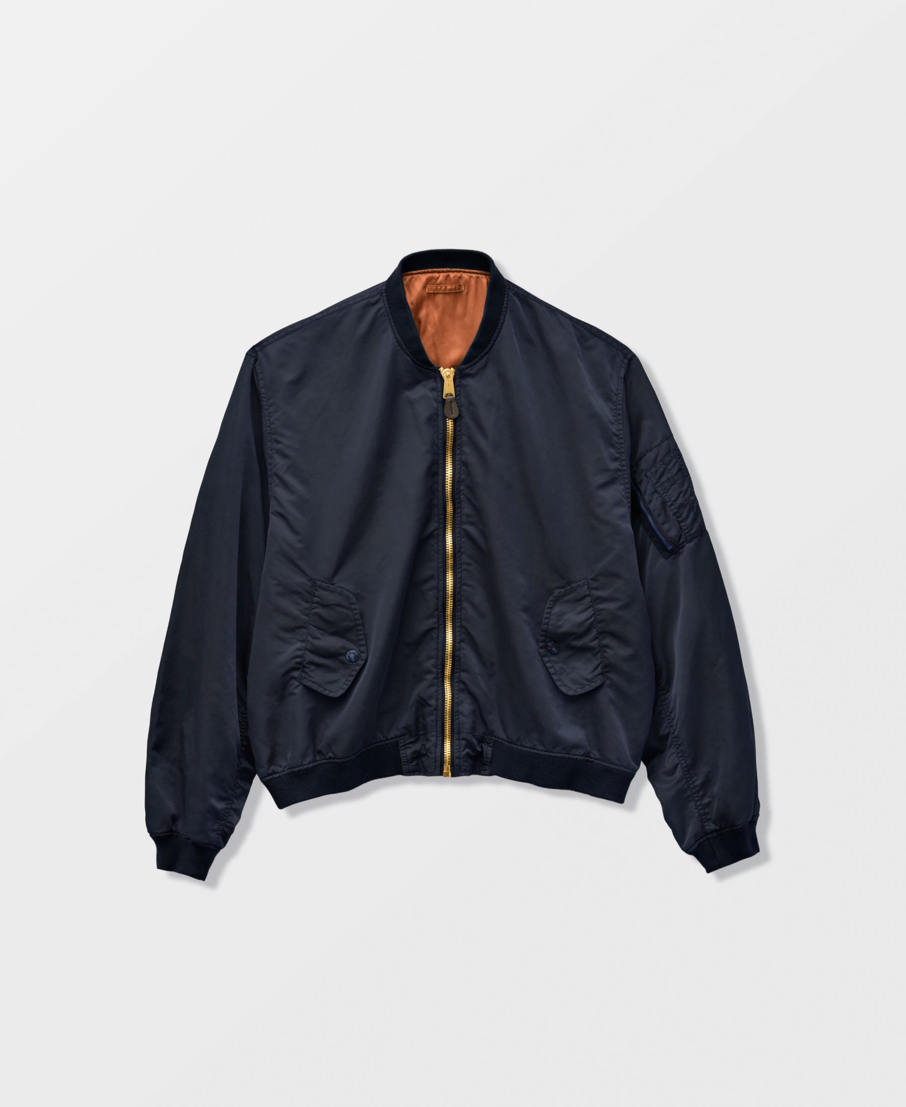 OUTLET | ANTIQUE WASH NON PADDED BOMBER JACKET | NAVY