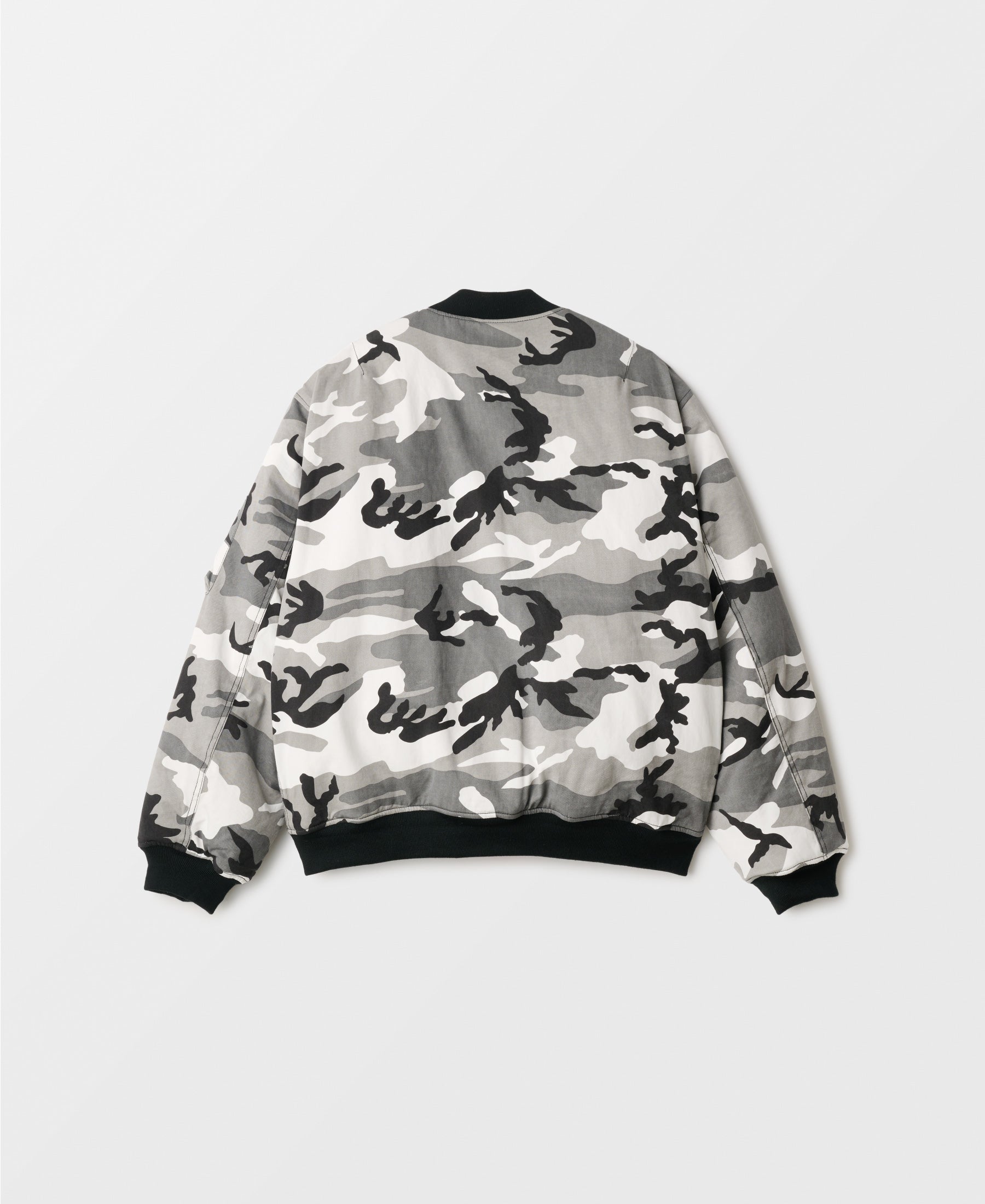 VINTAGE WASH CAMOUFLAGE DOUBLE FACE COTTON BOMBER JACKET - UC