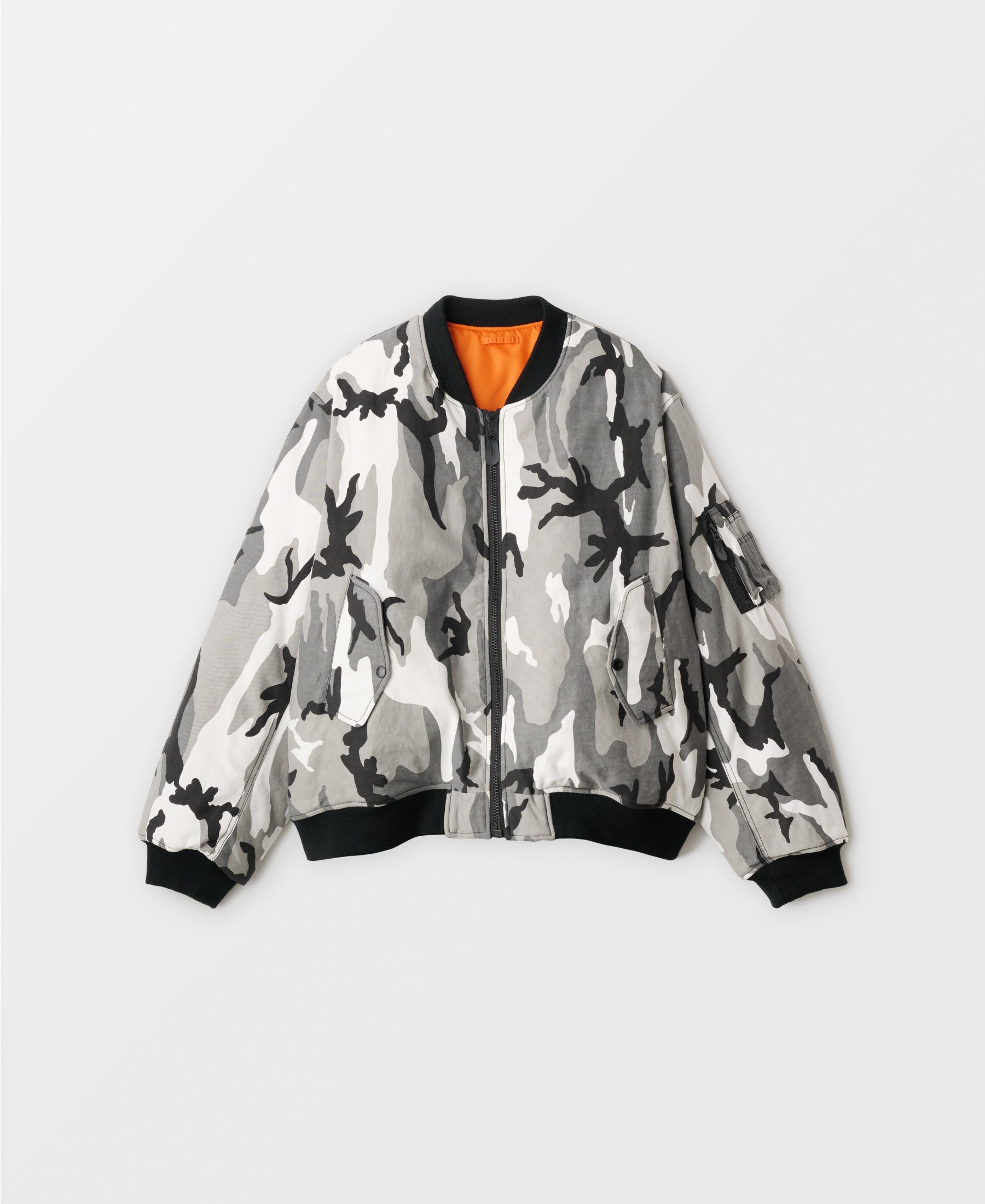 VINTAGE WASH CAMOUFLAGE DOUBLE FACE COTTON BOMBER JACKET - VERTICAL UC