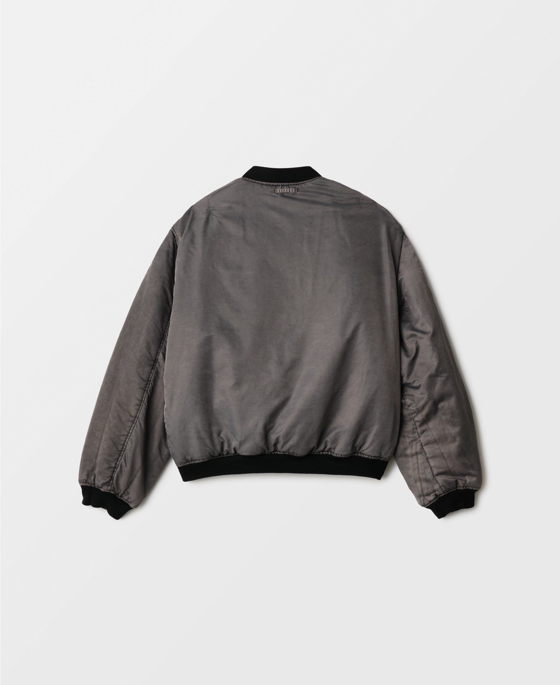 GARMENT-DYE NYLON BOMBER JACKET | DARK GREY X PURPLE